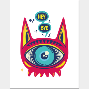 hey bye cat Monster alien Posters and Art